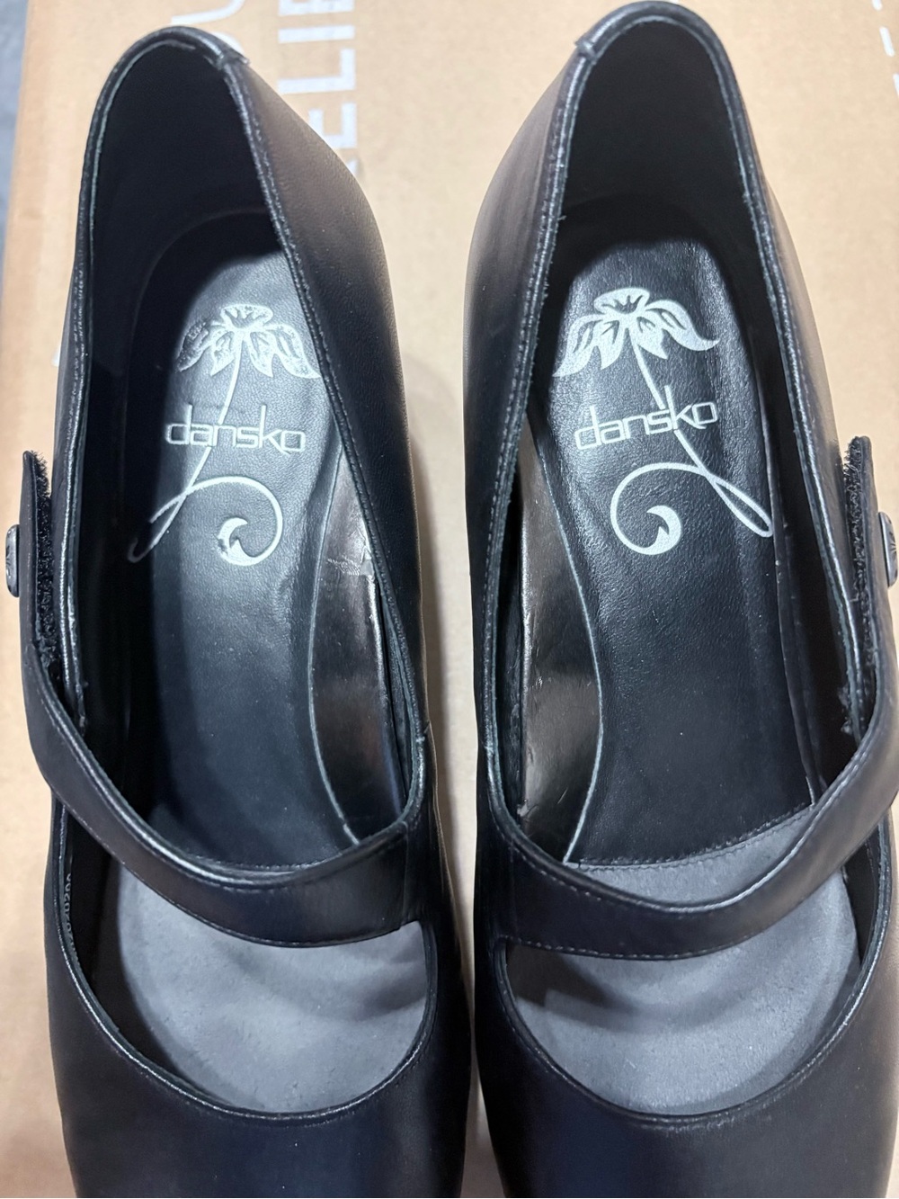 Dansko Black Leather Mary Jane Heel
